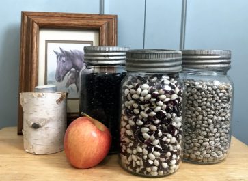 three jars of dry beans