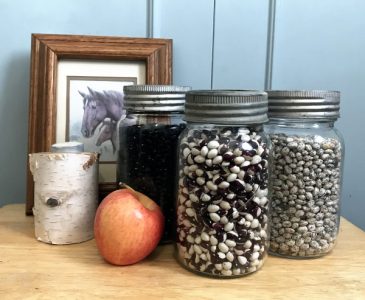 three jars of dry beans