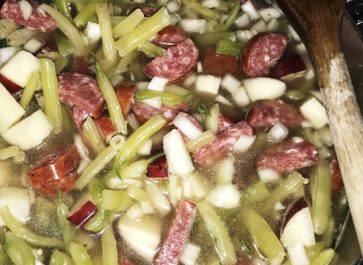 green bean soup in a pot