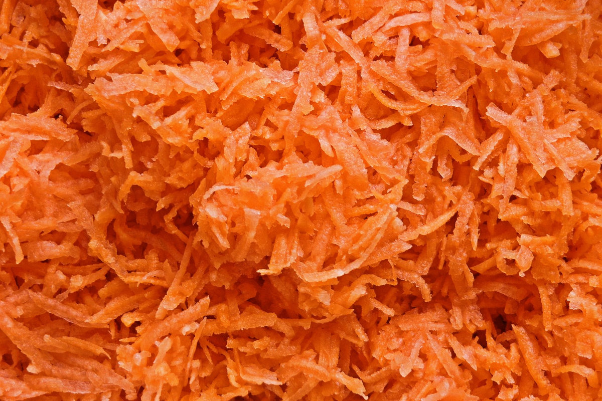 close-up of shredded carrots