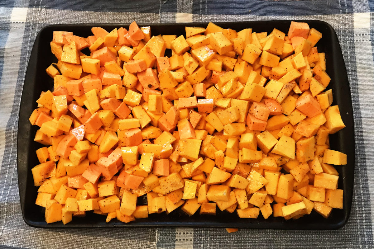 Baked sweet potatoes and buttercup squash
