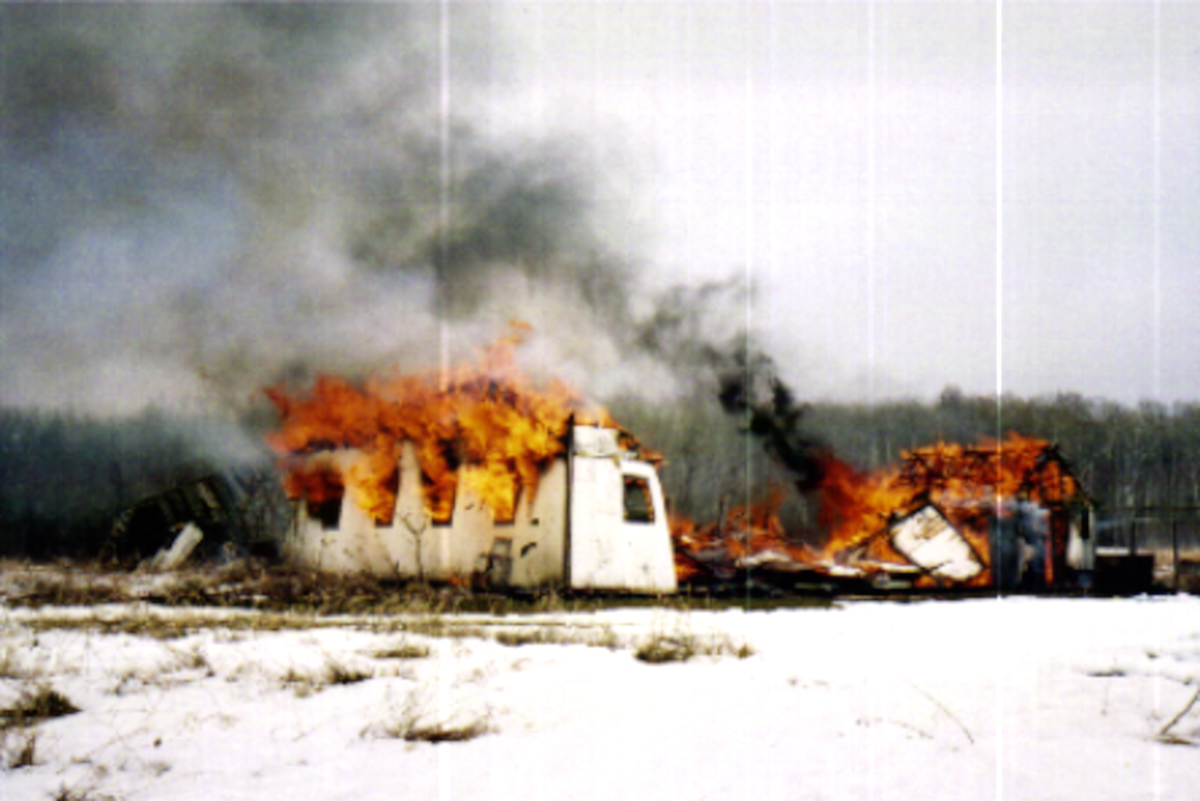 old barn burning