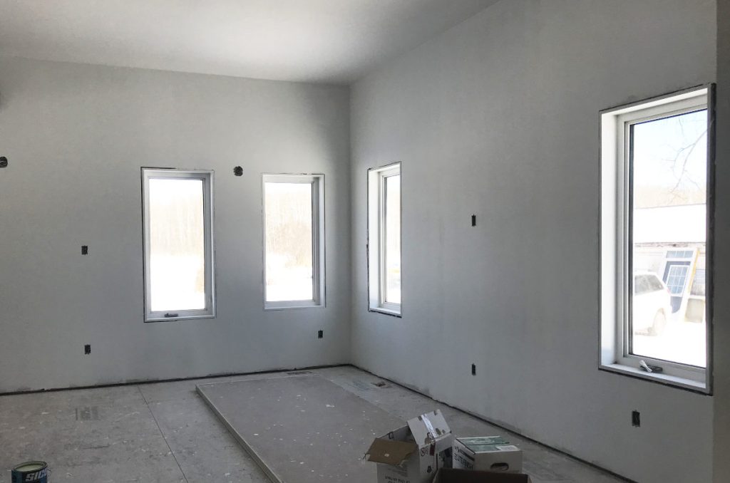 white primed walls and ceiling 