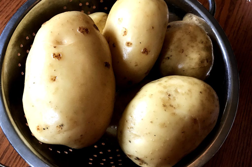 Yukon potatoes in a colander