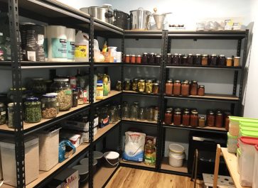 stocked pantry shelves