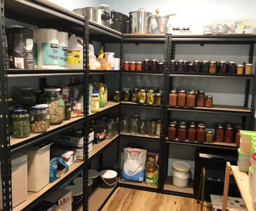 stocked pantry shelves