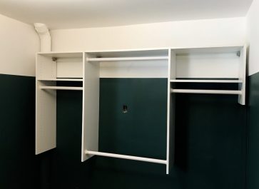 closet shelving in mudroom