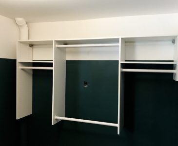closet shelving in mudroom